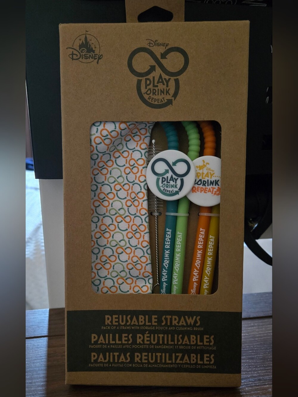 Disney Reusable Straw Set — Teal, Green & Orange